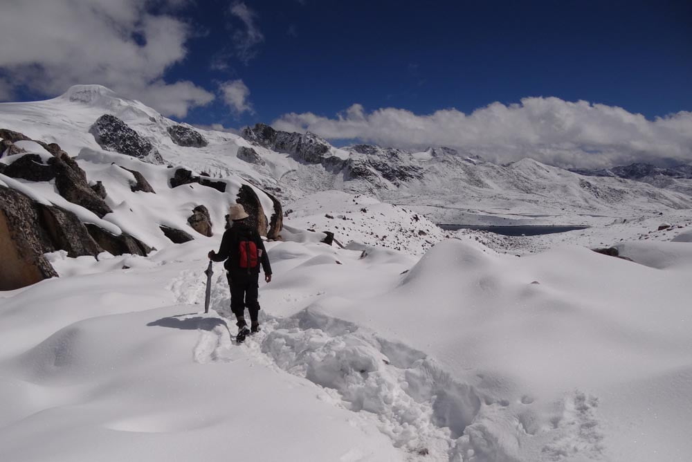 Trekking enthusiasts navigating the pristine trails of the Snowman Trek, representing the Adventure Activities in Bhutan.